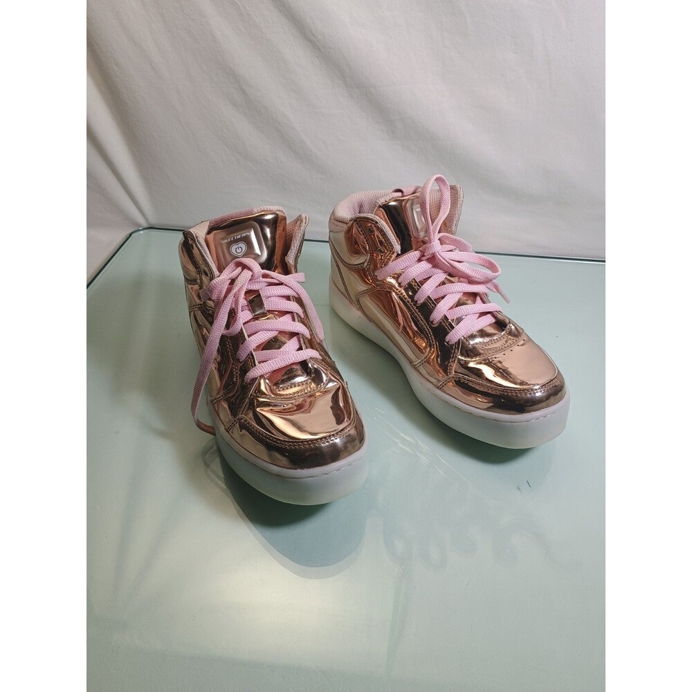 SKECHERS Energy Lights 10771L Rose Gold LED High-Top Sneakers Kids Size 5.5